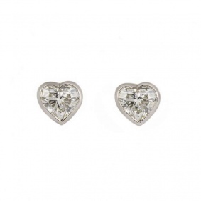 18k White Gold Heart Cut Diamond Earrings 2.20ct